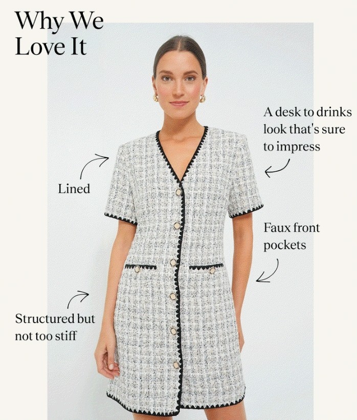 Medium POMANDER PLACE Lightweight ‘French-Designer’ Preppy TWEED Josephine Dress