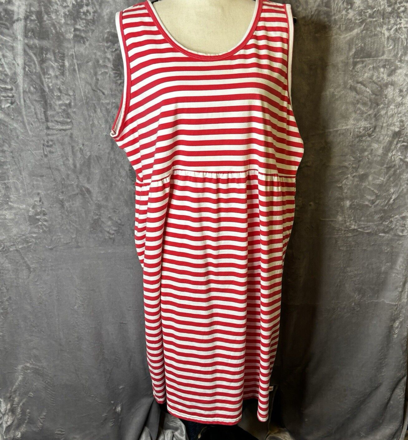 Lolly Wolly Doodle Dress XXXL Red White Stripe Nautical Beachy Casual Tank NEW