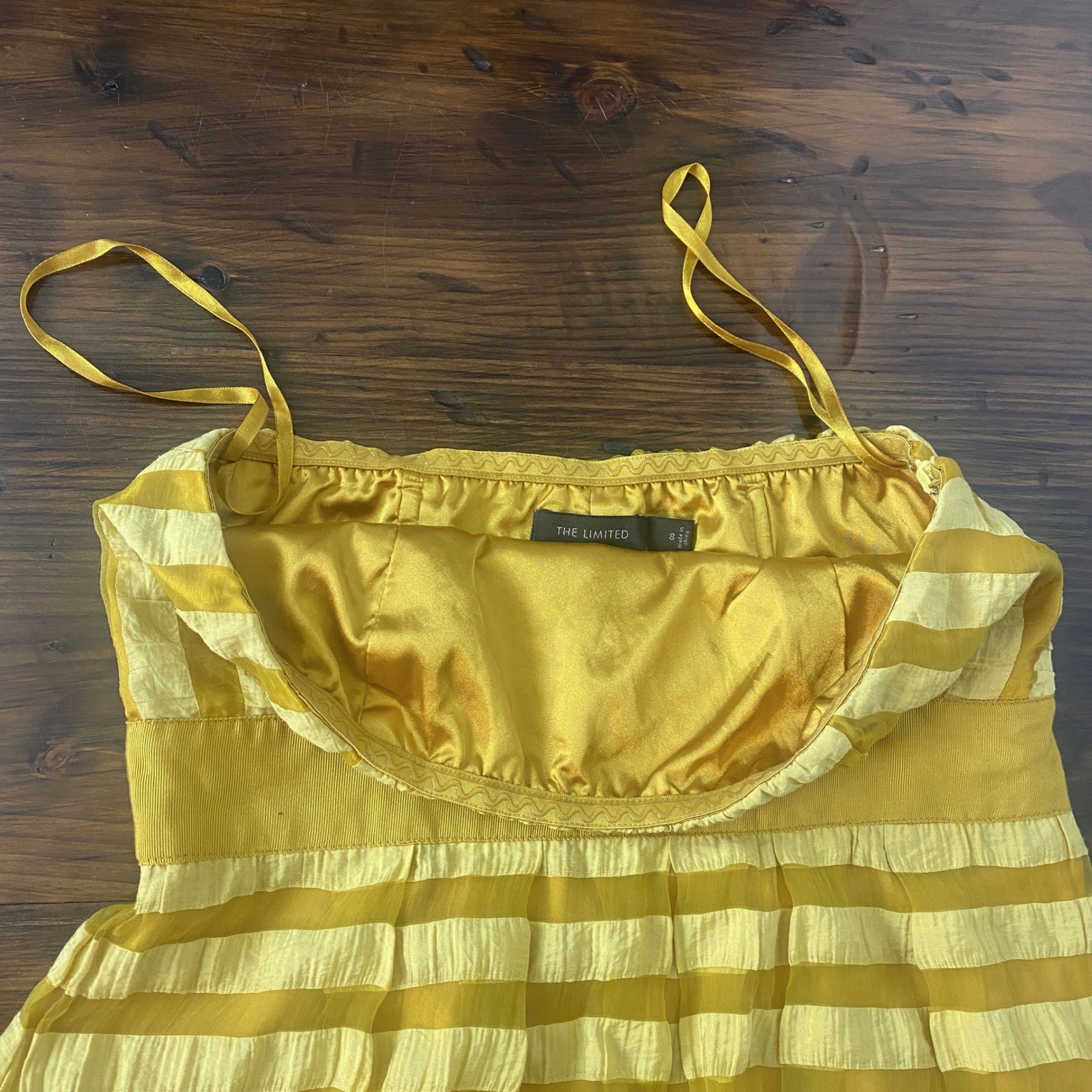 The Limited Yellow Striped Strapless Fit & Flare Cocktail Dress Size 8 SKU F100