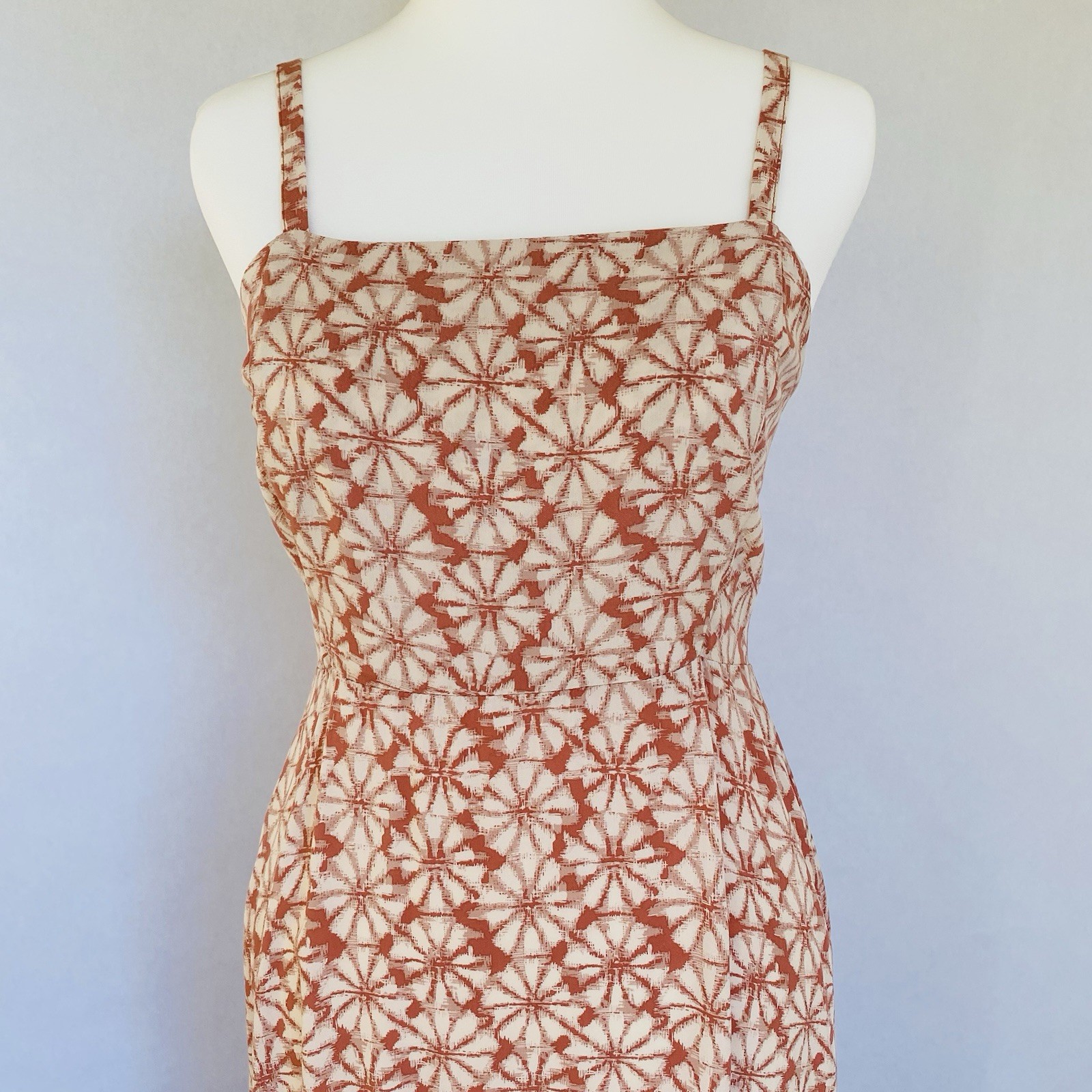 Gap Floral Maxi Dress Smocked Back Tiered Adjustable Straps Coral Size 2