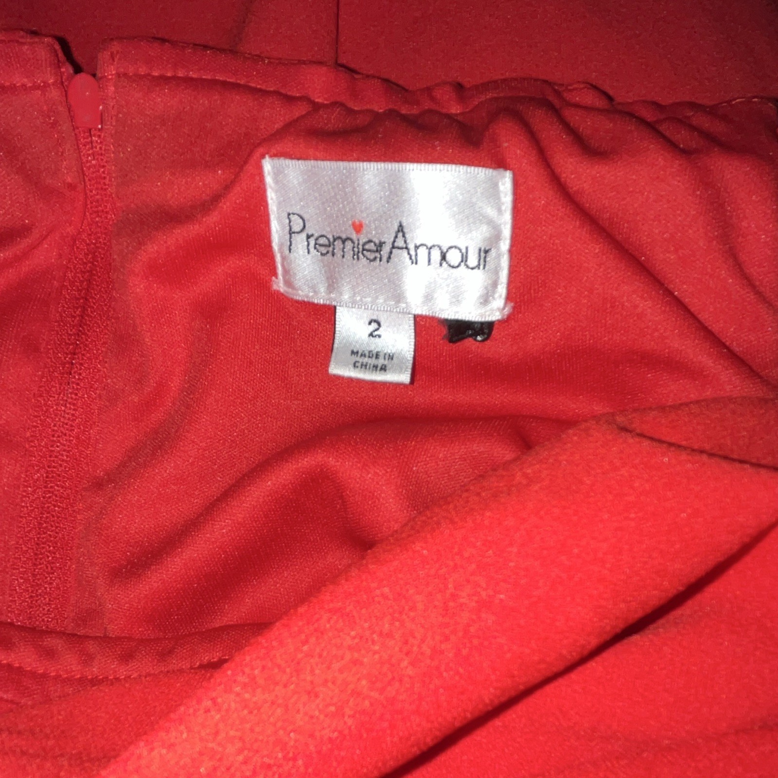 Premier Amour Red Solid Sheath Knee Dress Off Shoulder Bell 3/4 Sleeve Zip 2 G24