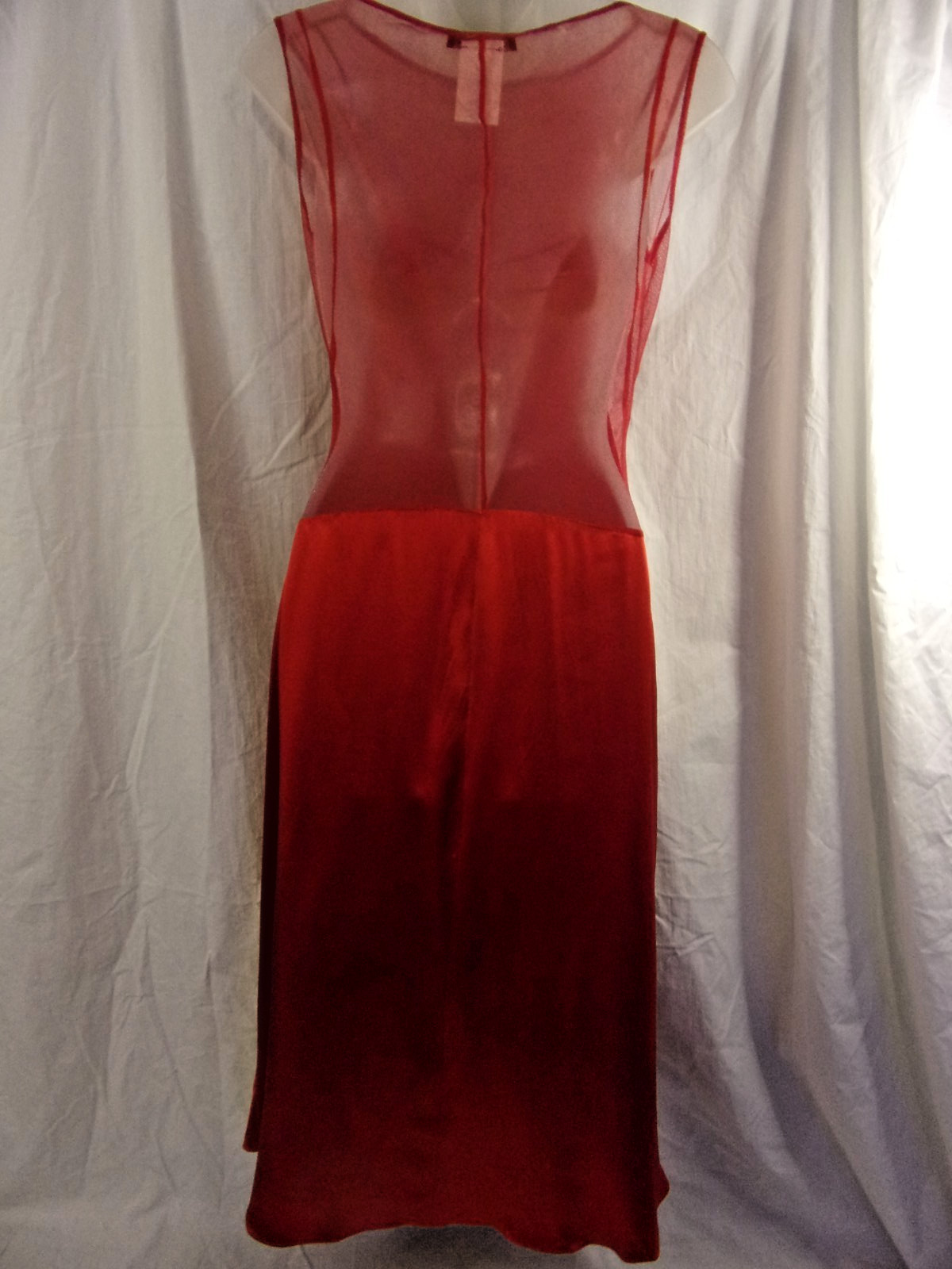 Plein Sud Red Silk & Mesh Top Slip Dress 38/6 Sexy Y2K shows alot of Skin