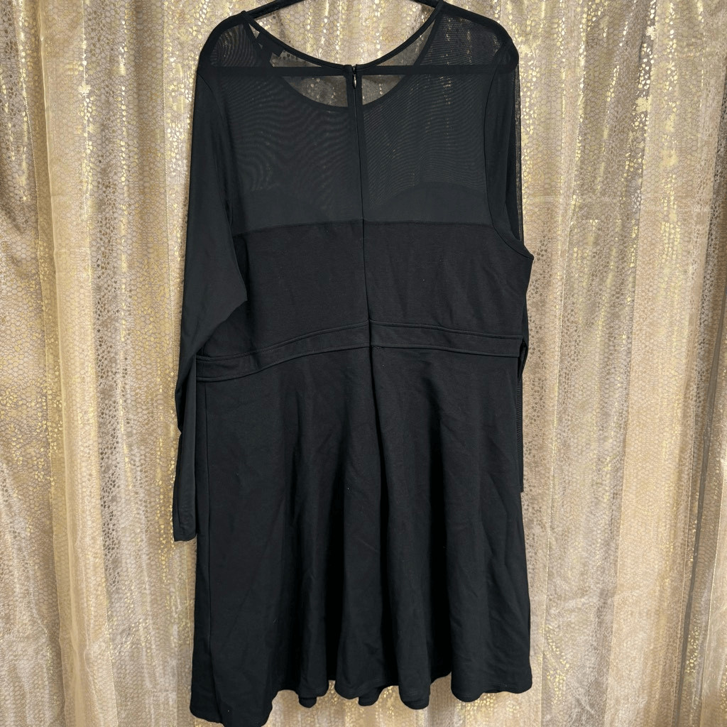 Torrid Black Long Sleeve Mesh Studded Rhinestone Skater Dress 3X 22-24