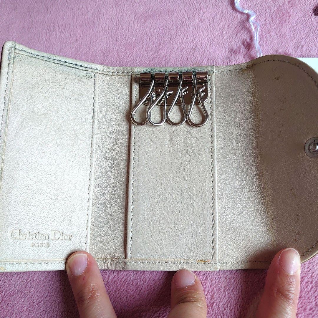 Christian Dior Trotter Ribbon Key Case Beige Women’s Wear Authentic Used A2432