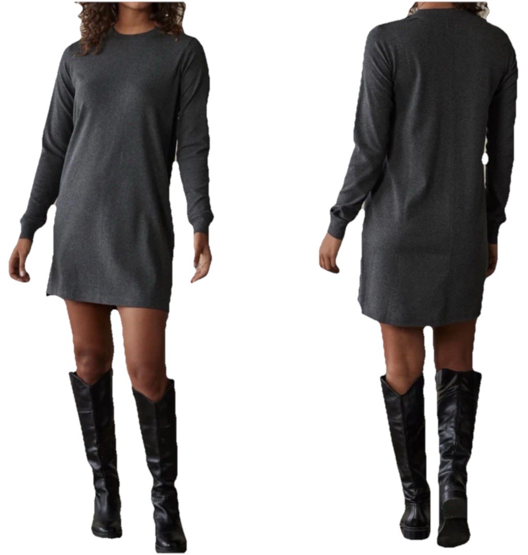 The Normal Brand Puremeso Everyday Dress Charcoal Gray Size XL Long Sleeve