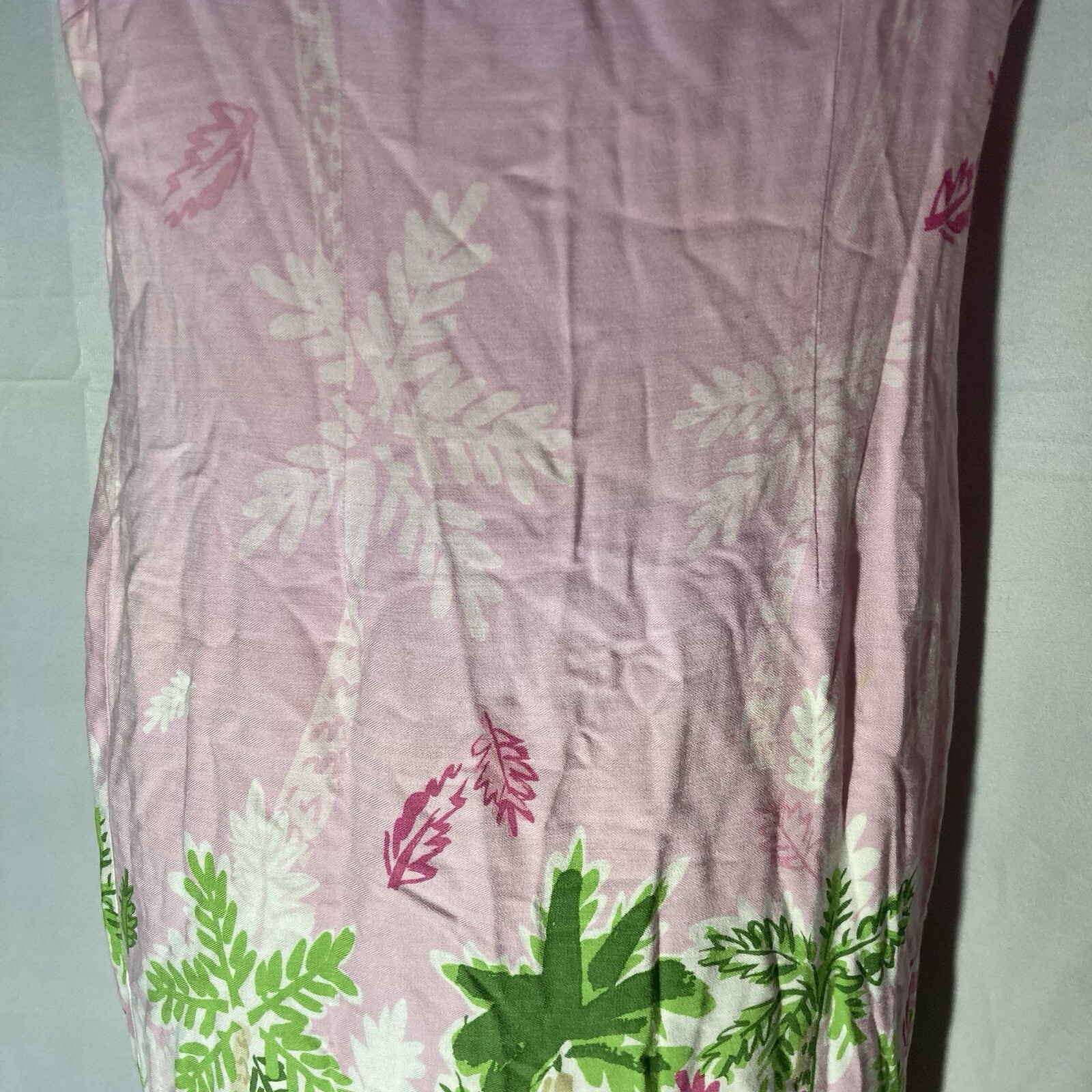 K STUDIO pink multicolor beach scene sleeveless rayon shift dress 8