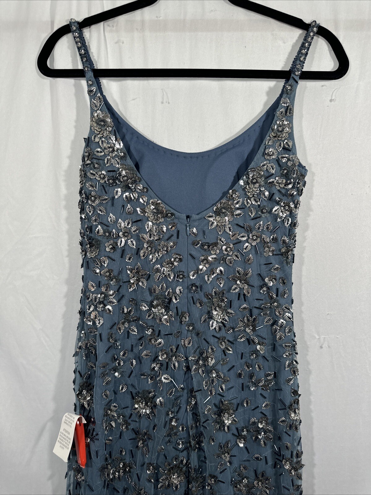 NEW Mac Duggal [ 4 ] 5477 Floral Embellished Scoop Neck Gown in Slate Grey #J278