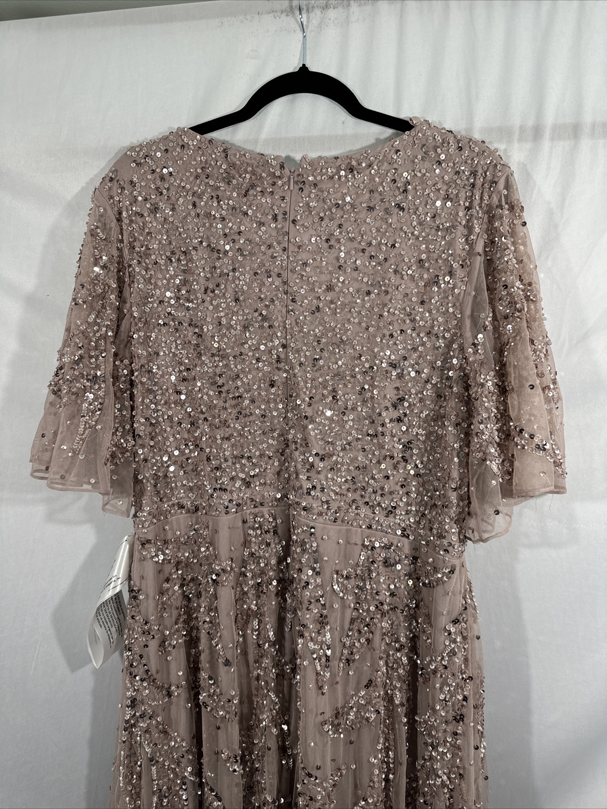 NWT $498 Mac Duggal [ 14 ] Sequined Butterfly Sleeve High Low Gown Lilac #G1932