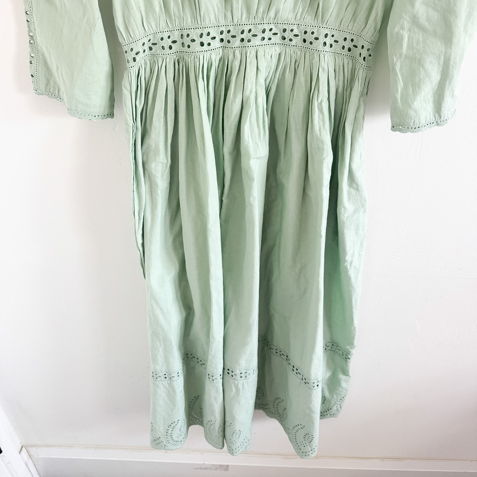 NWT Loeffler Randall Mint Green Eyelet Thelma Midi Dress 0