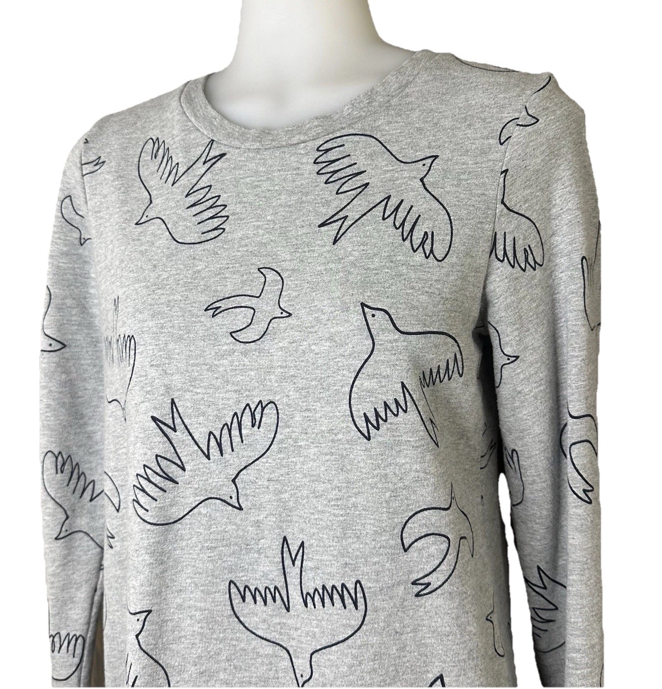 Boden Bird Dove Flying Sweatshirt Dress Size 4 Regular Gray