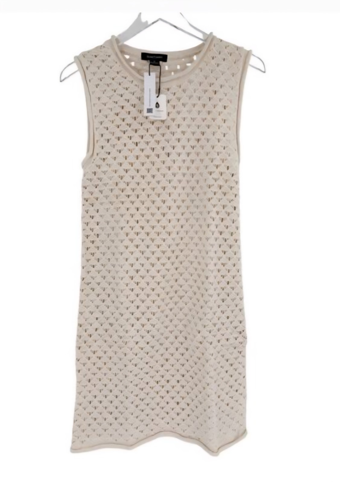 Sanctuary Beige Crochet Sleeveless Shift Dress M, Geometric Pattern, Crew Neck