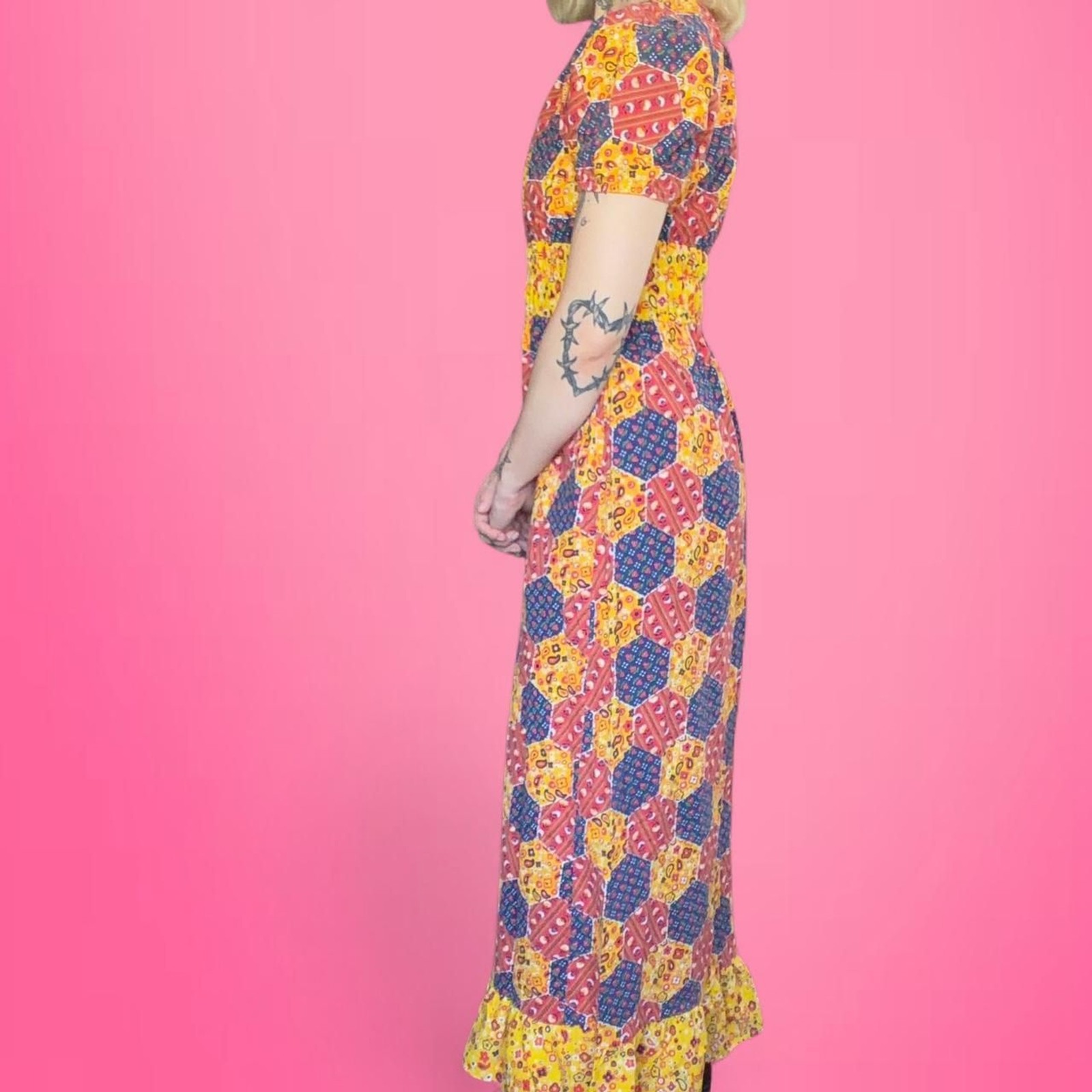 vintage 70s patchwork maxi dress RARE