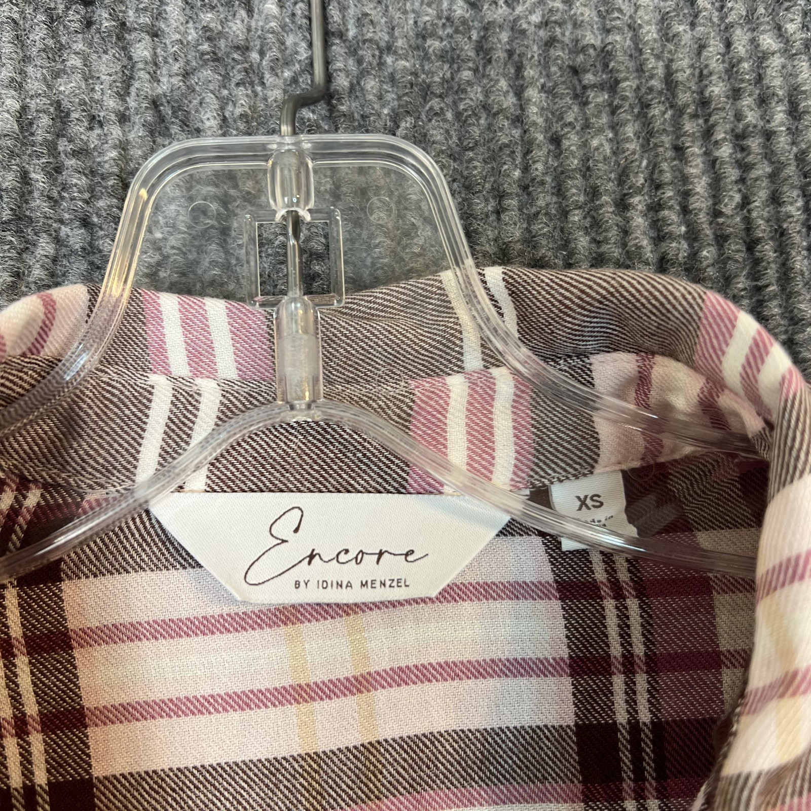 Encore by Idina Menzel Regular Button Front Shirt Dress Wine Pink Multi Sz XS