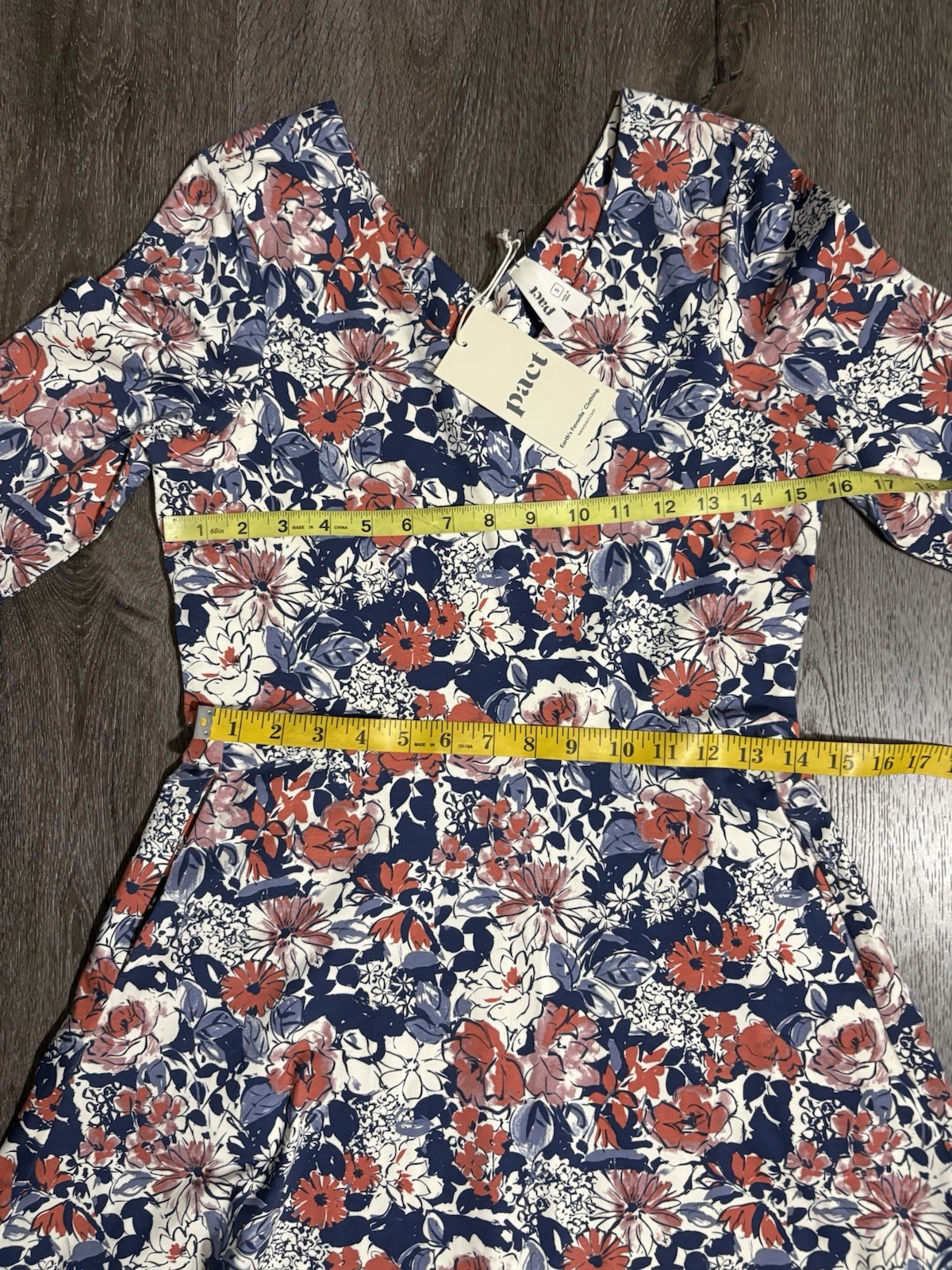 NWT Pact Midi Party Dress Small Autumn Cosmos Floral Fit & Flare Pockets V-Neck