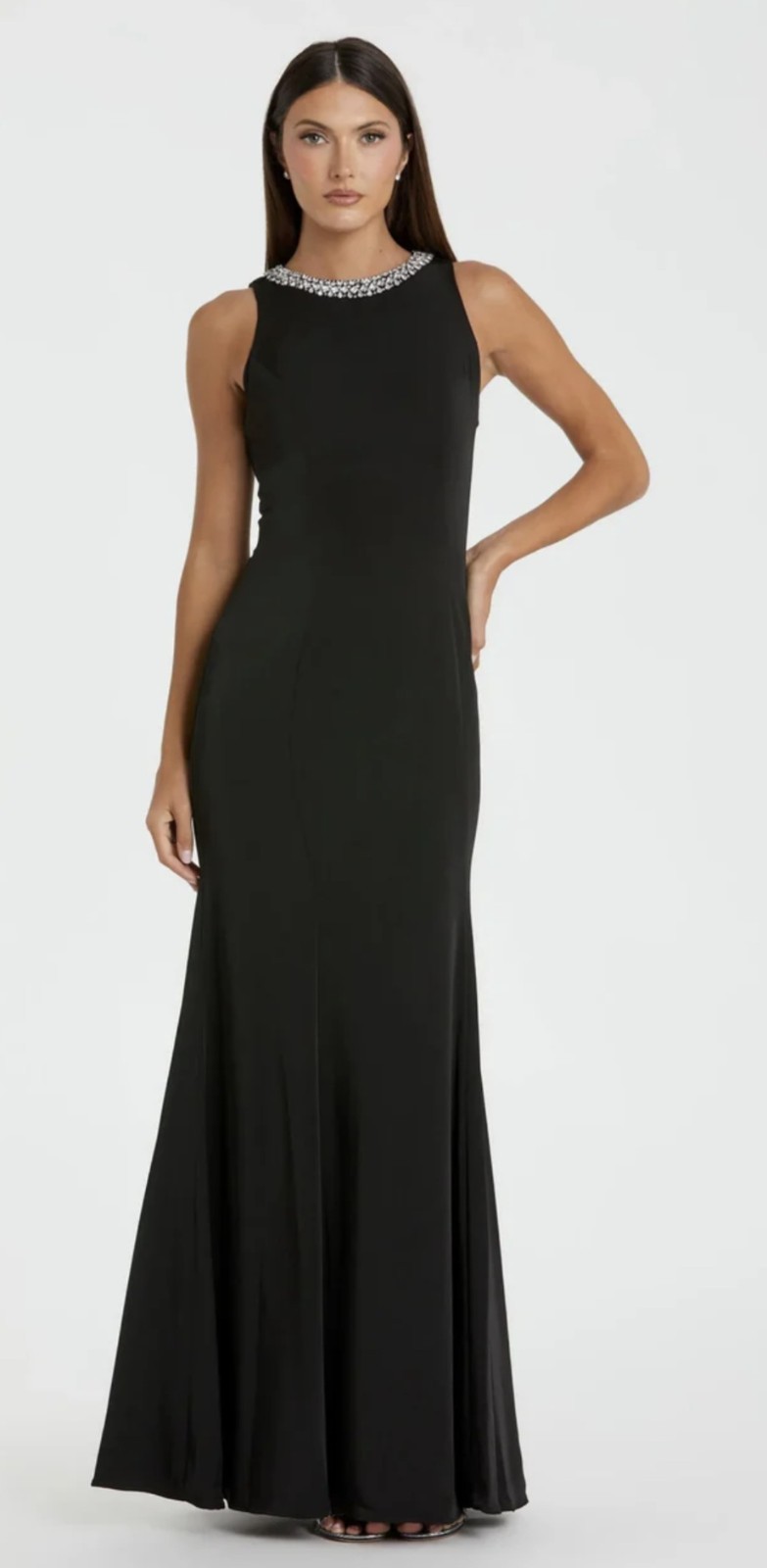 Ieena Mac Duggal Black Embellished Neck Trumpet Gown Style 49093 Size 4