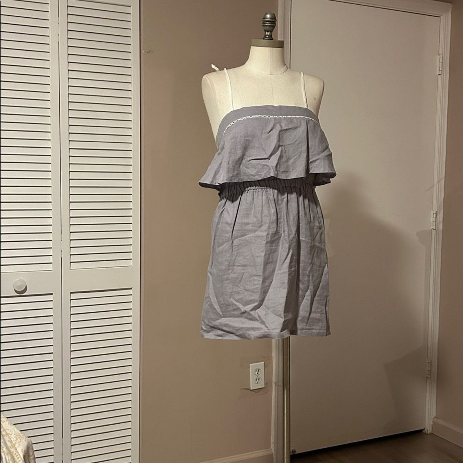 Sancia Cap Ferrat Embroidered Tie shoulder Mini Dress Strapless Ruffle