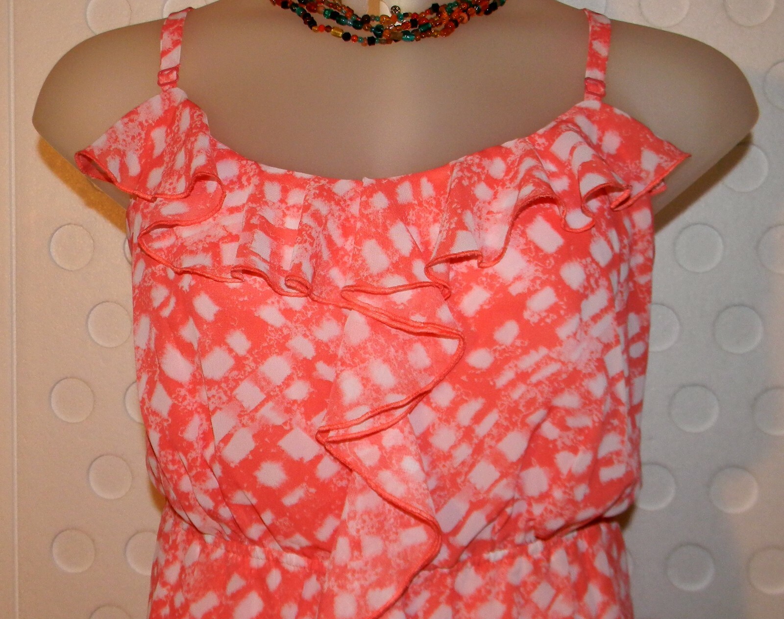Lane Bryant Ruffle Spaghetti Strap Midi Dress 22 – 24 Coral / White Lined Pink