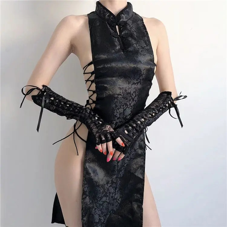 Sexy Cheongsam Dress for Women High Split Bandage Qipao Party Lingerie