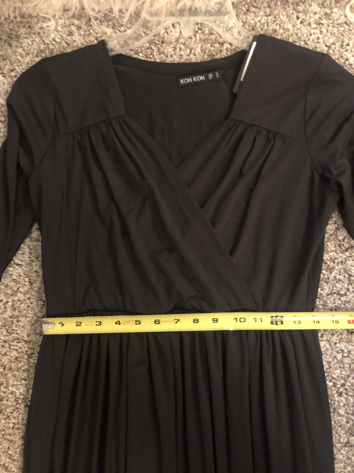 NWT KOH KOH Long Sleeve Cross Over V Neck Elegant Gown Maxi Dress Size M Medium