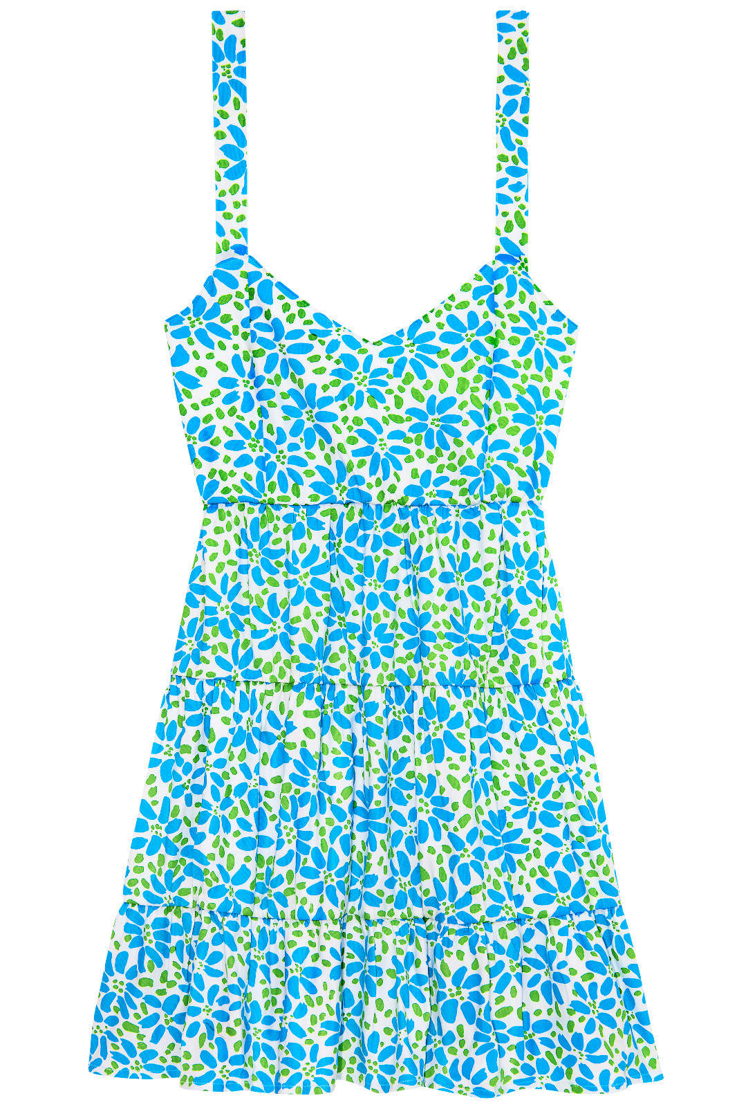 Women’s Dress – Blue Green Printed Dress – Mini Dress – Large – Jersey Cotton