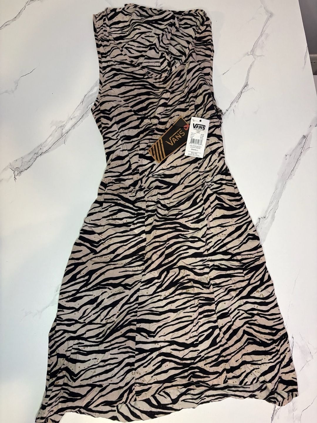 Vans Leigha Dress Zebra Print Sleeveless Open Back Mini Dress