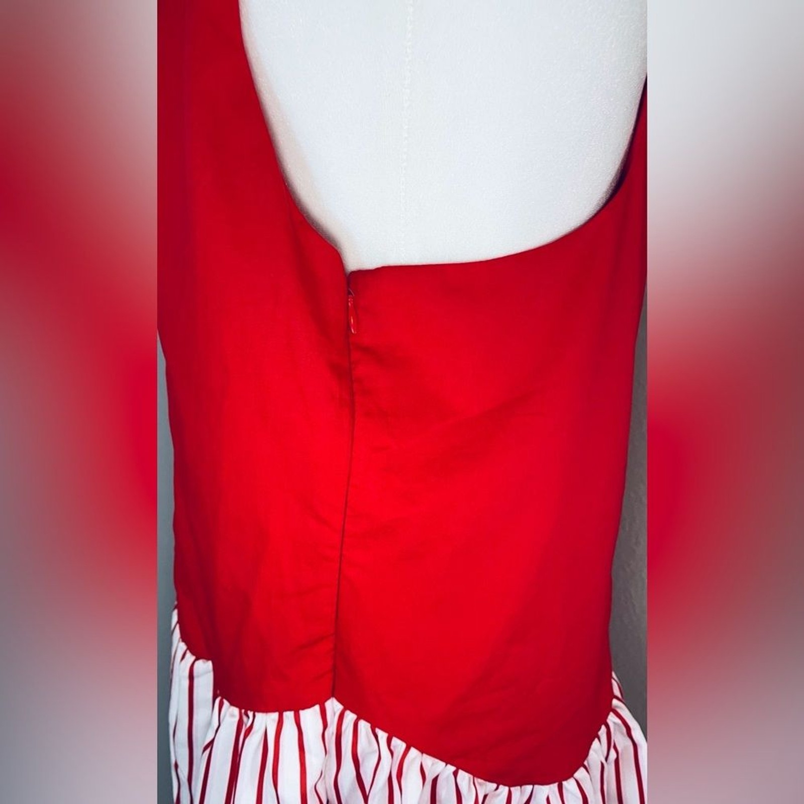 NWT FISOEW Red & White Striped Drop Waist Mini Dress Size S