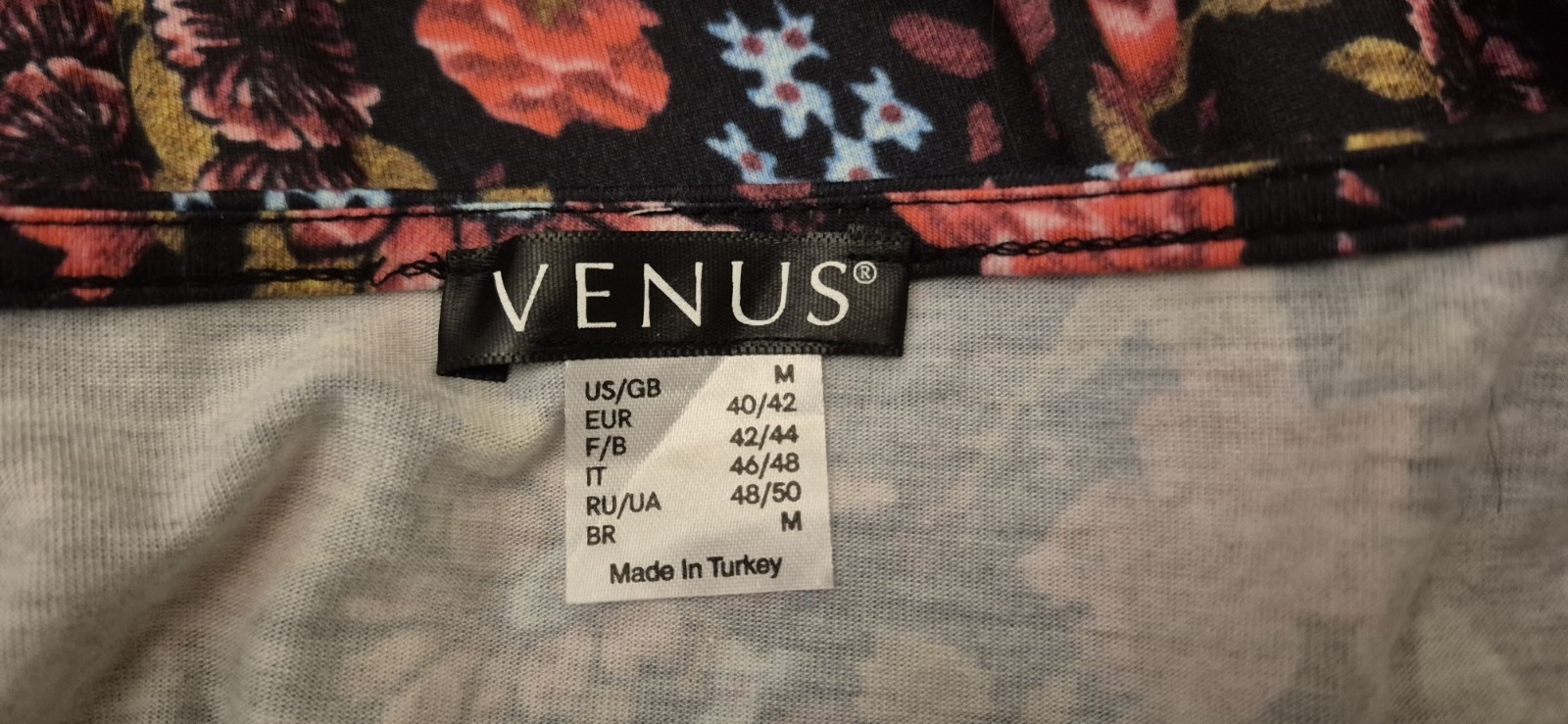 VENUS Bell Sleeve Boho Gypsy Dress, Square Neck, Black Floral Print Size M