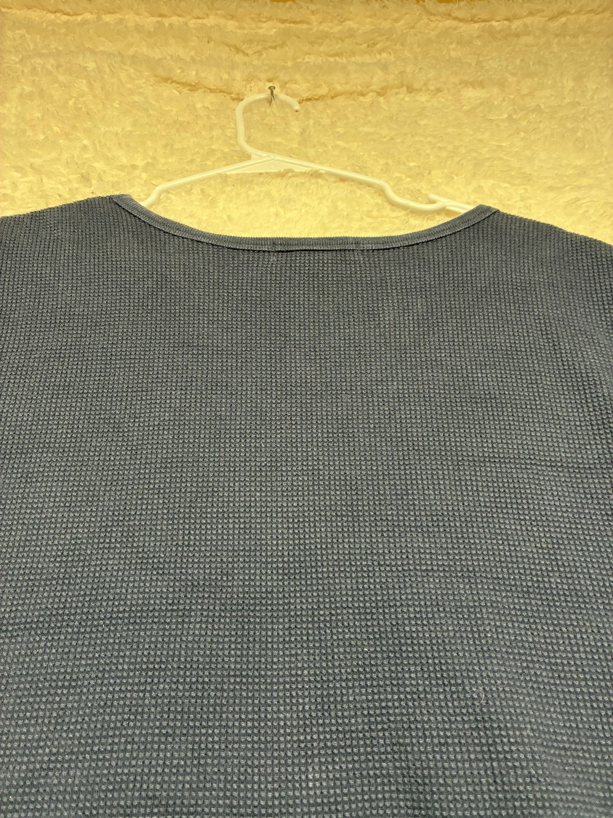 Eddie Bauer Dress Womens Medium Navy Waffle Knit Thermal Short Sleeve Casual