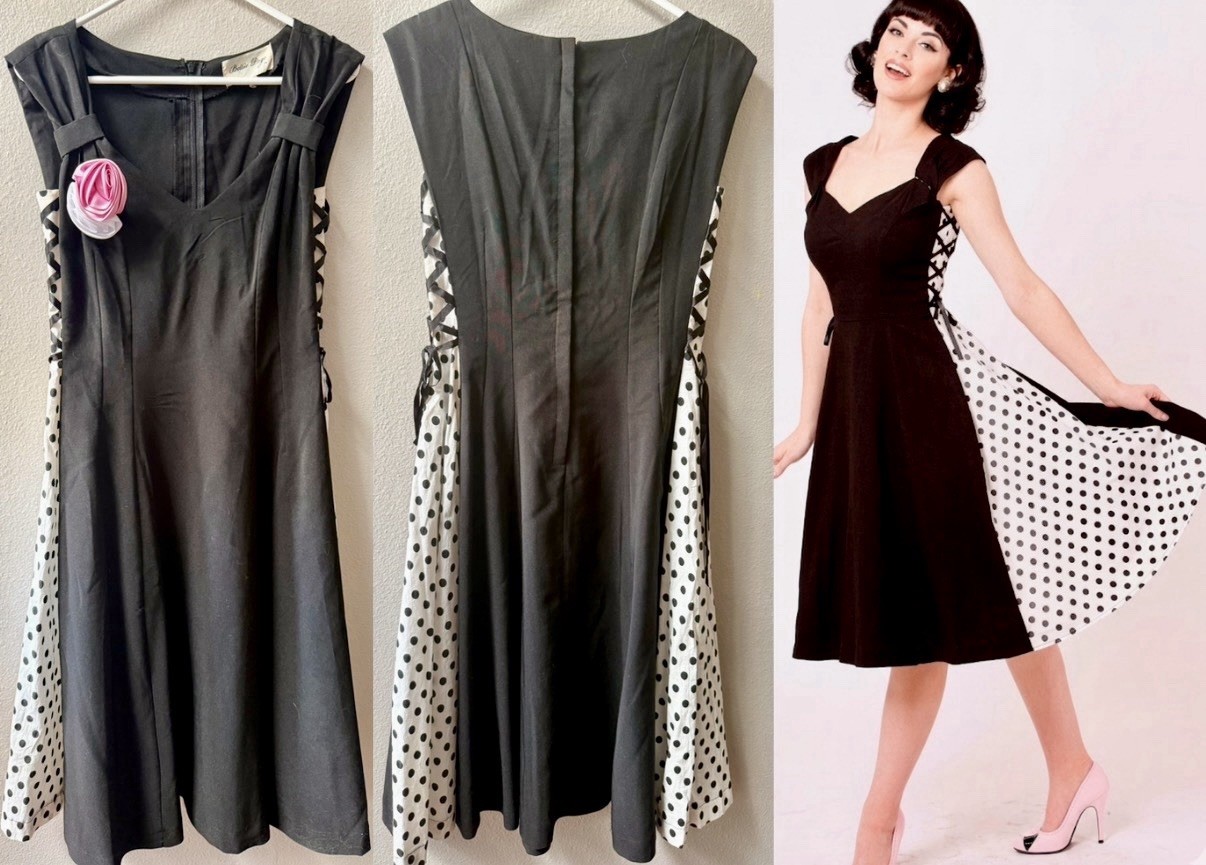Bettie Page By Tatyana Side Effect Polka Dress 50’s Rockabilly Sz.M/L*