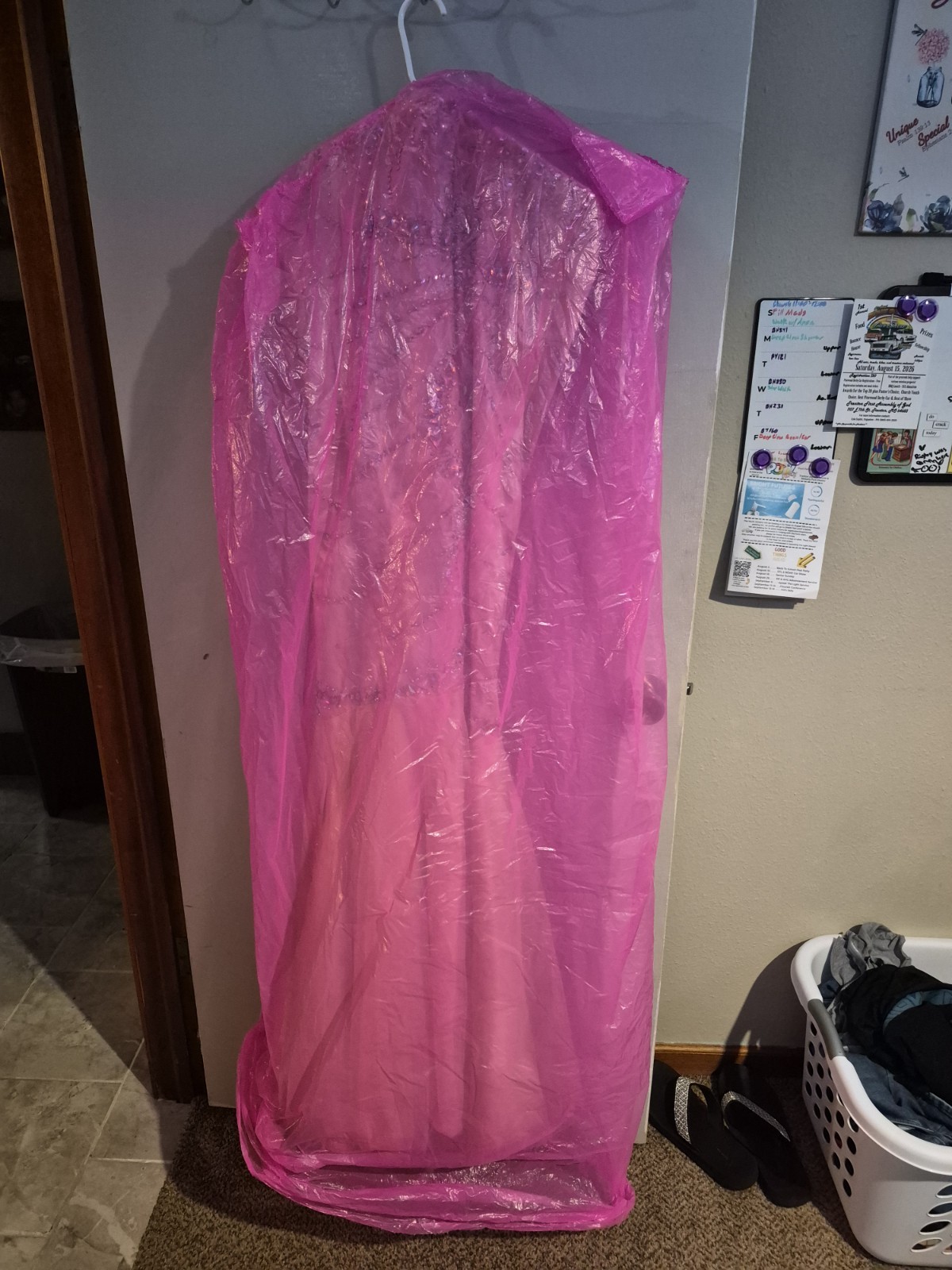 Strapless Sweetheart Satin Long Gown L/XL Beige Beaded Sequin Tulle Lined