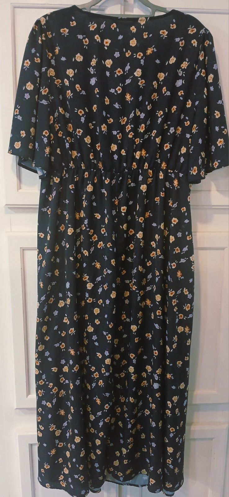 Bloomchic, Navy, Pockets, Side Slit, Flutter Sleeves Shirred Dress Size 20
