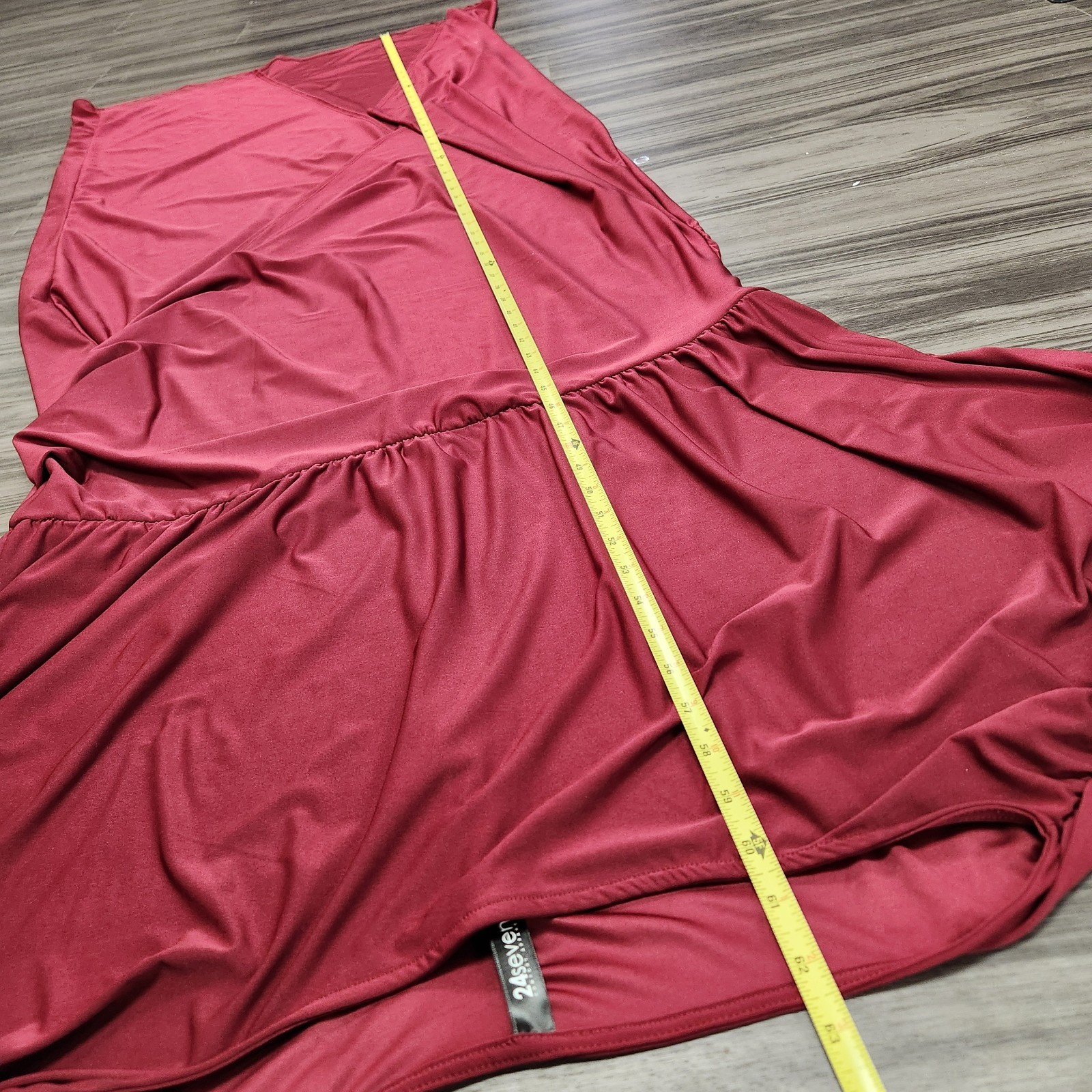 24Seven Batwing Sleeve Slit Maxi Dress Burgundy Boat Neck Womens Size 3X NWT