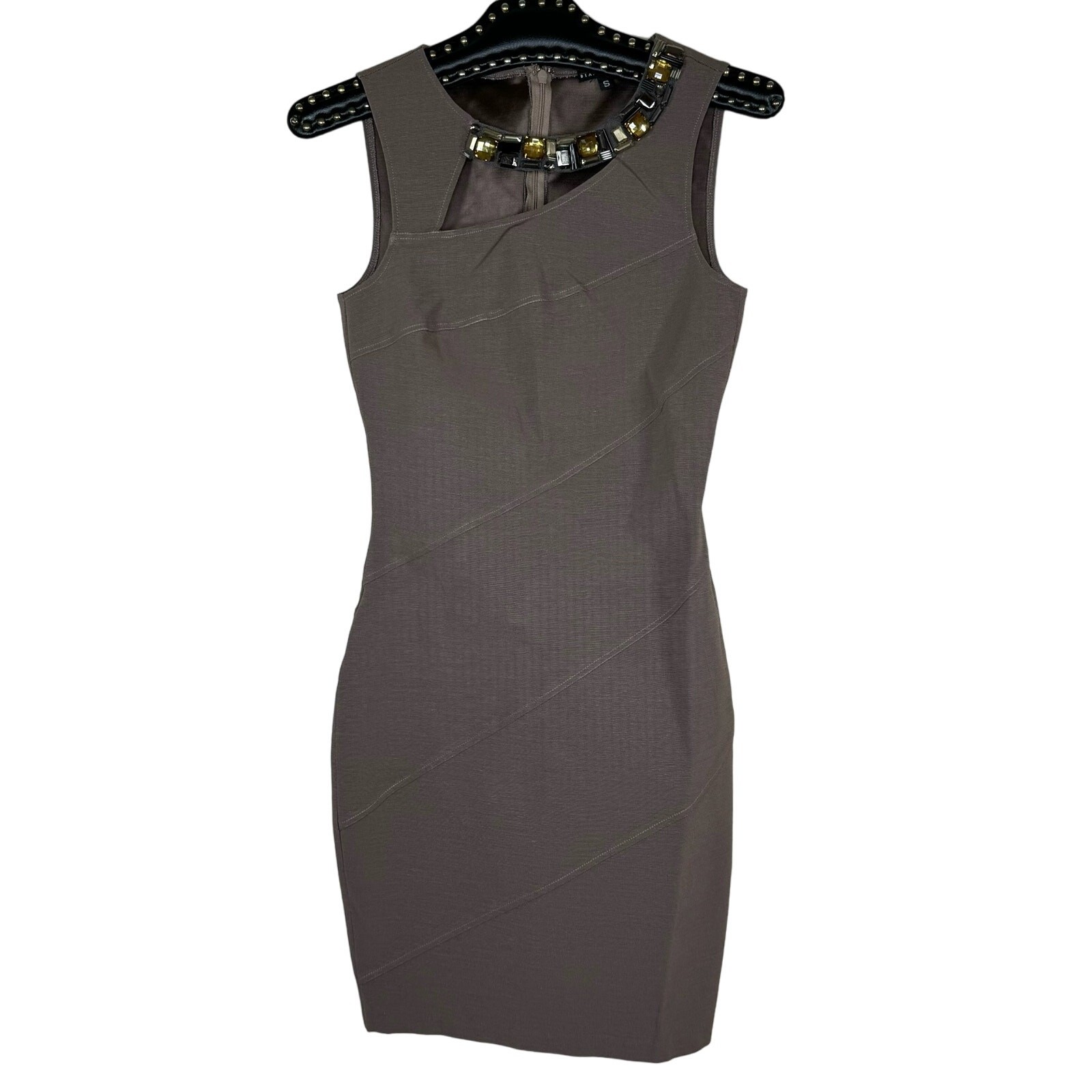 Maria Bianca Nero Jewel Neckline Sleeveless Sheath Dress Small NWOT