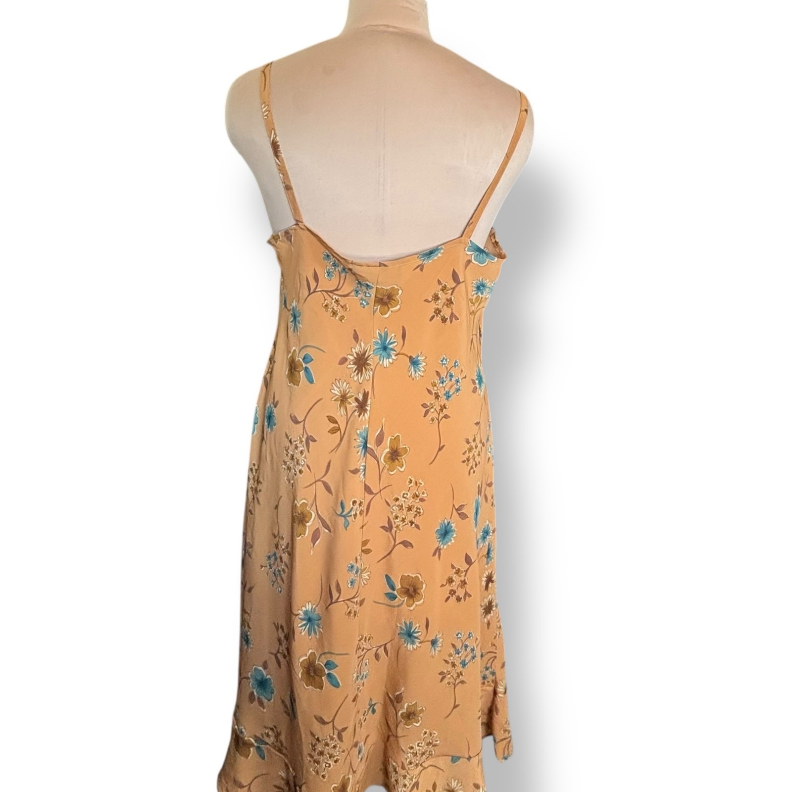 Mile Gabrielle Yellow Floral Midi Slip Dress Blue Flower Print Boho Romantic