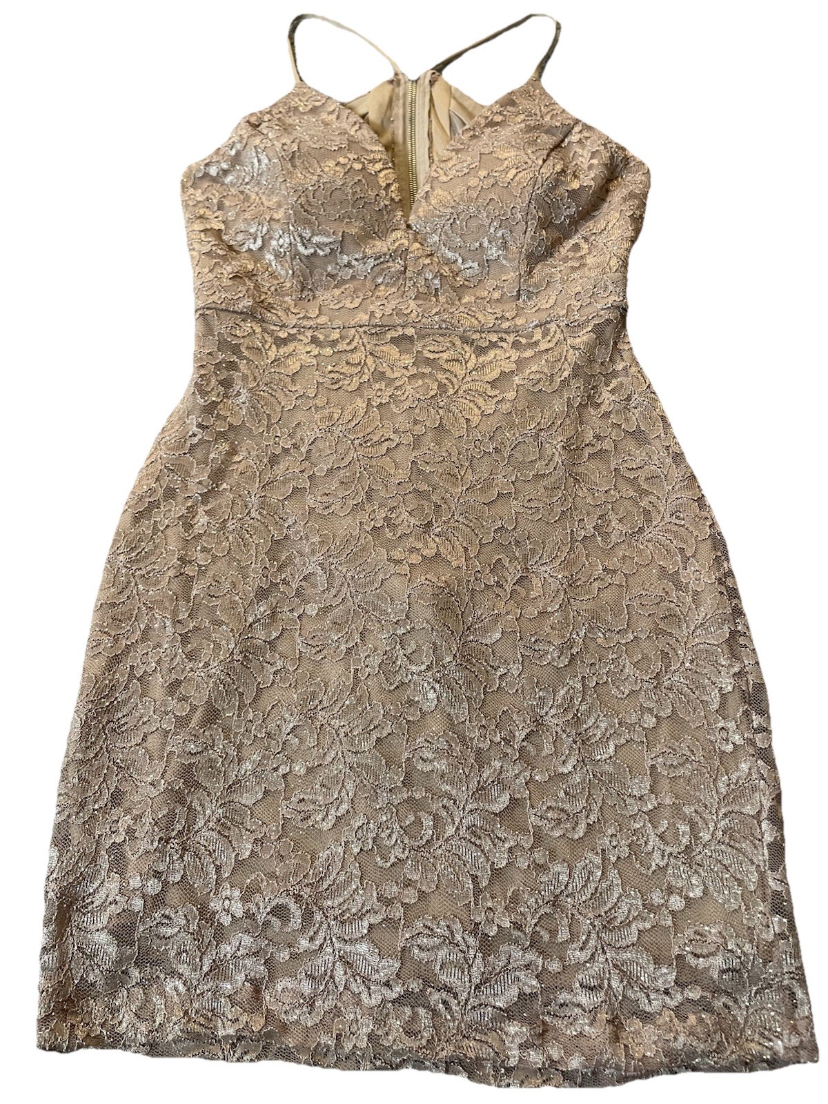 Emerald Sundae Floral Lace Cocktail Dress Sz L Mini Peach Cut Out Formal Club