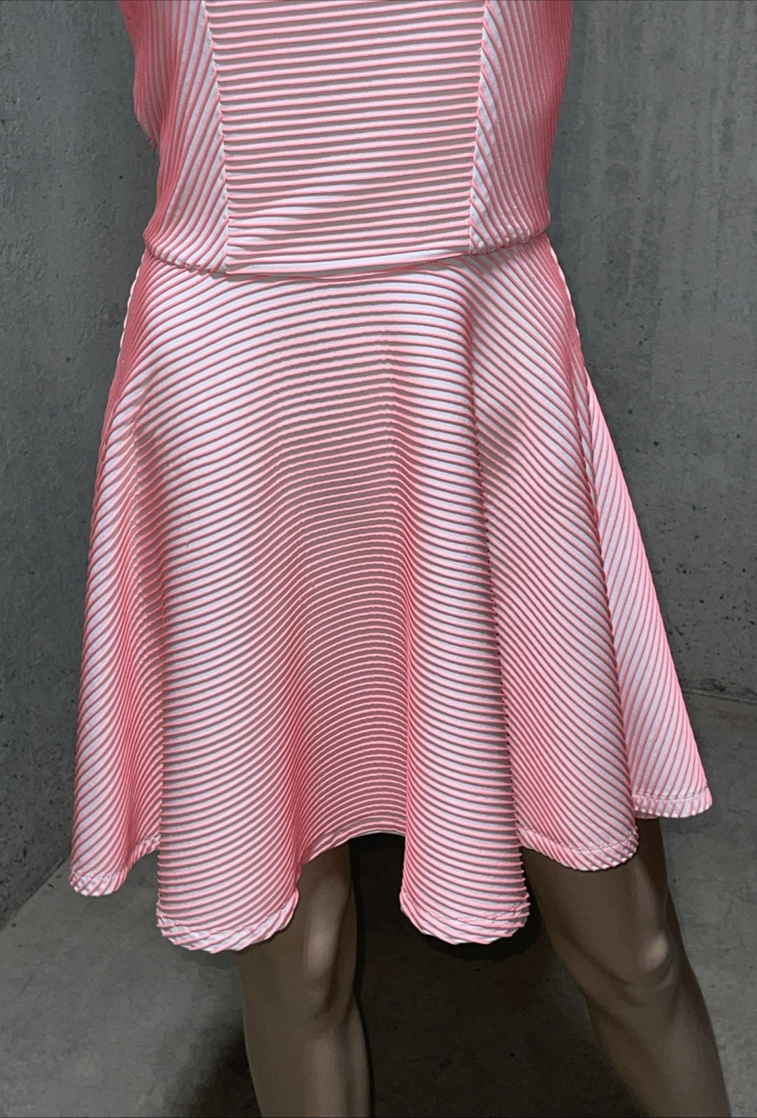 Opening Ceremony Larson Coral White Striped Fit & Flare A-Line Mini Dress US 4