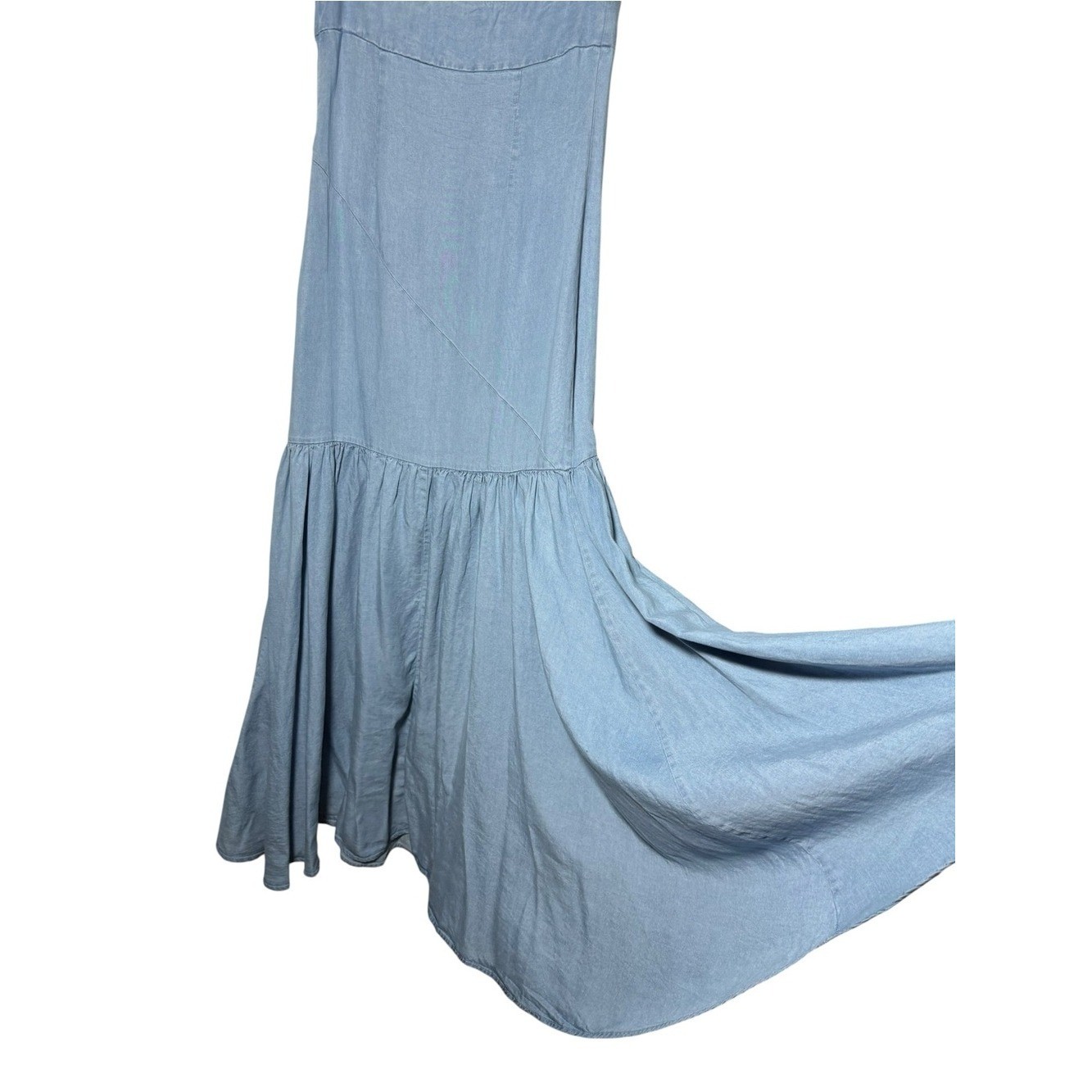 Vici Open Sky Strapless Chambray Maxi Dress Size Large
