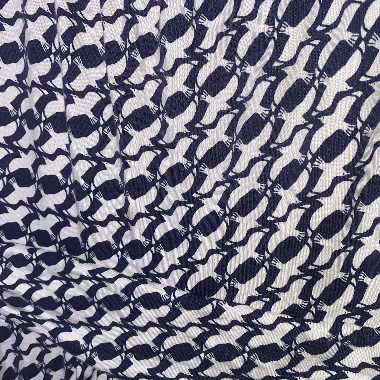 Boden Navy and White Dove Print Size 6R Midi Soft Short Sleeve Dress
