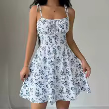 Women’s Summer Floral Spaghetti Strap Beach Short Dress,Womens Dresses.