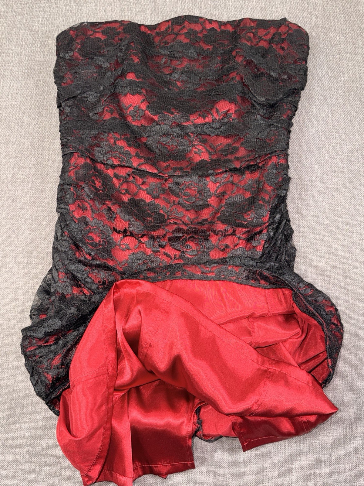 Maria Bianca Nero Vintage Red And Black Lace Dress Small Strapless Corset Size M