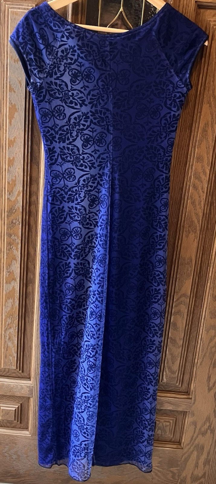 Vintage 5-7-9 Juniors Blue Mesh Lined Long Dress Size 7 Butterfly Heart USA Made
