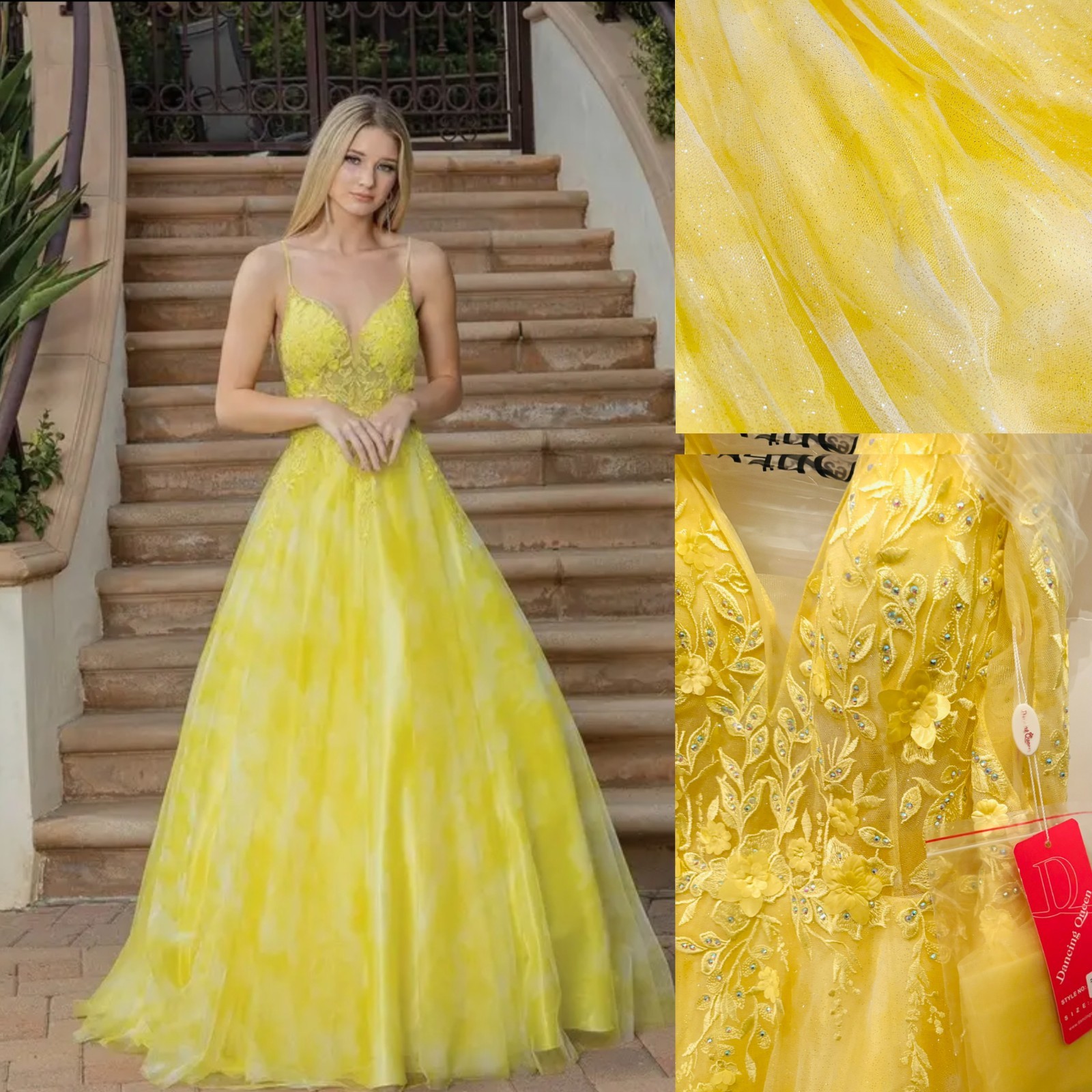 NWT Dancing Queen Sheer Bodice Glitter Puffy Skirt Ball Gown Formal dress, 2XL