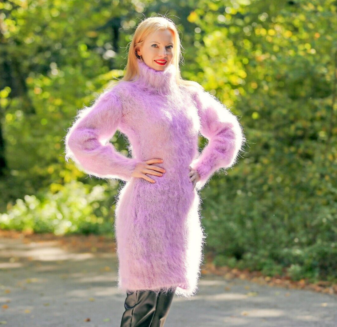SuperTanya fuzzy slouchy purple mohair dress sweater lavender light tunic