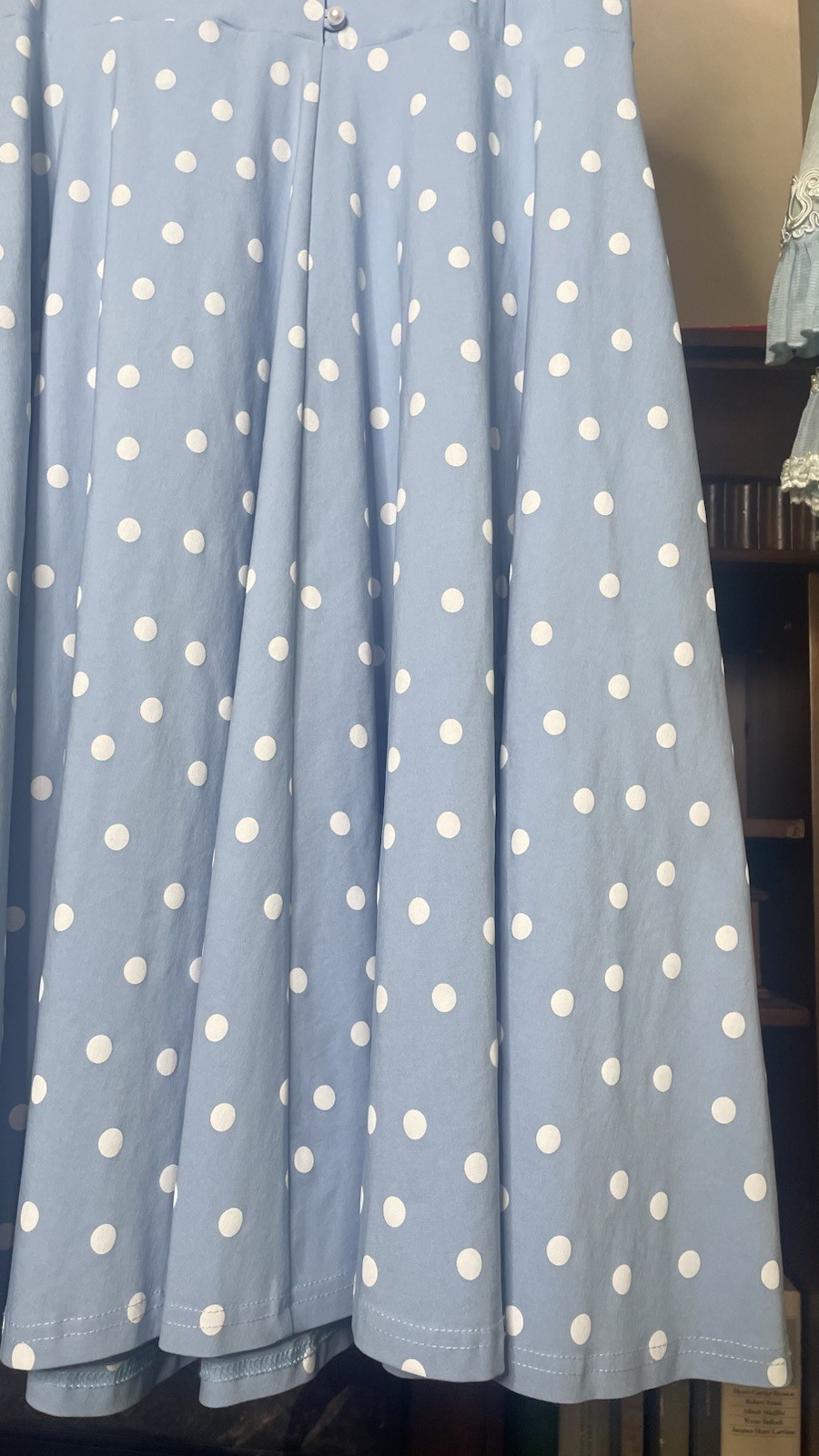 Gown Town Blue Polka Dot Short Sleeve Fit Flare Dress Rockabilly 50s Pinup L
