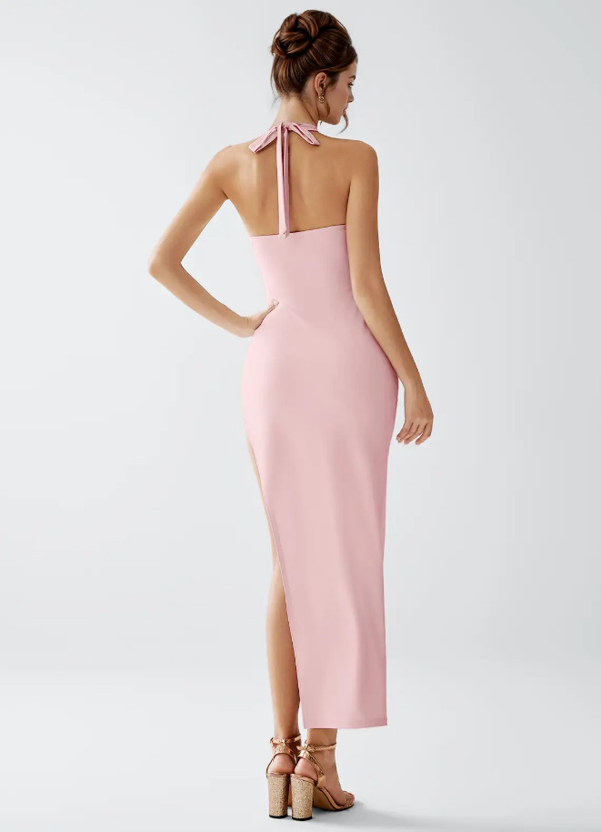Azazie Lorna Powder Pink Stretch Knit Dress Stretch, Powder Pink Color, New