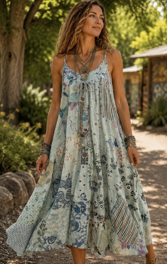 Jaded Gypsy Sleeveless Patchwork Dress, L/XL