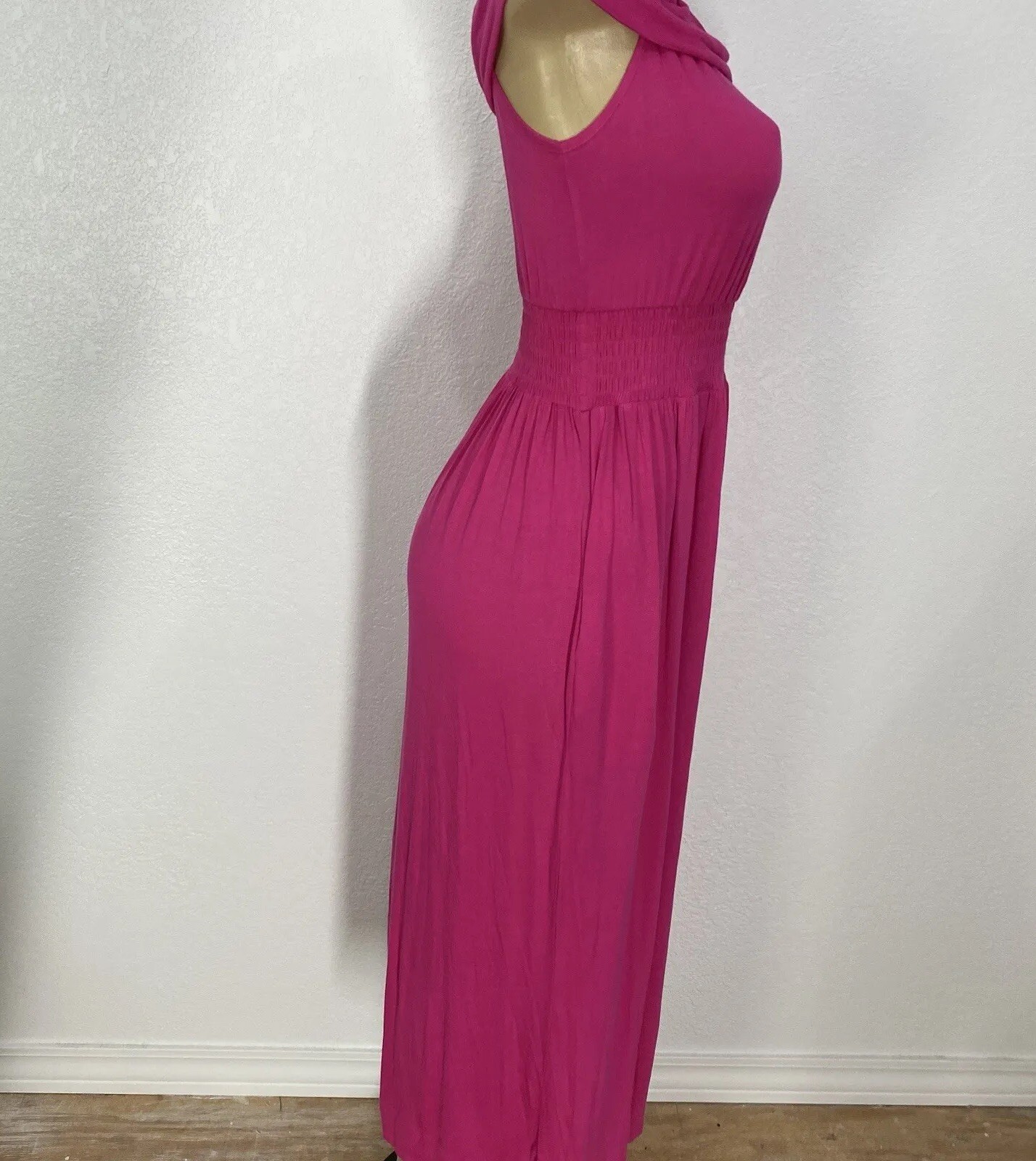 NY&C Pink Pullover Knit Pocketed Maxi Dress Womens Size XS Casual Off Shoulders