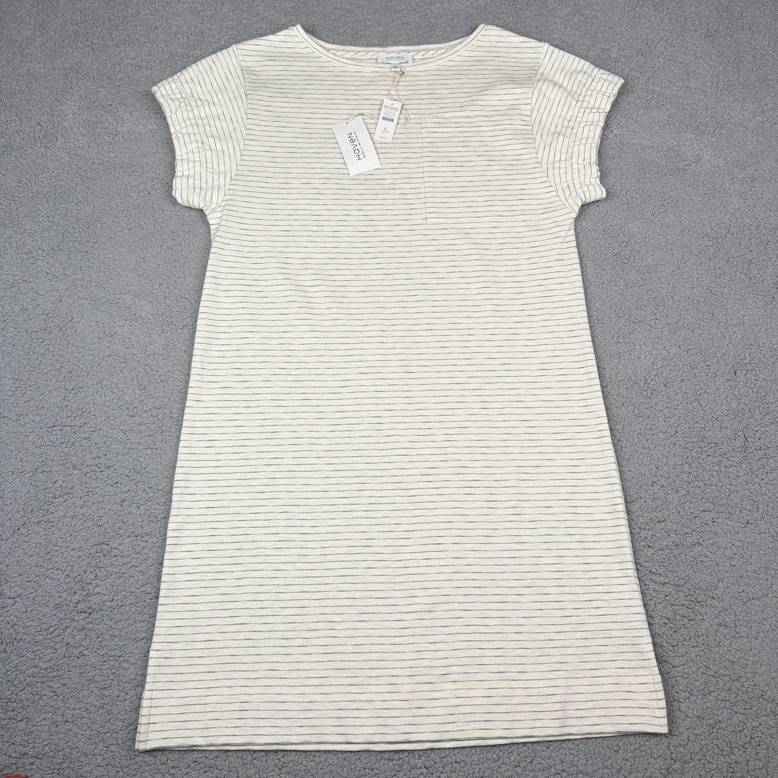 Haven Well Within T-Shirt Dress Womens Small Ivory Coastal Stripe Knit NWT Shift