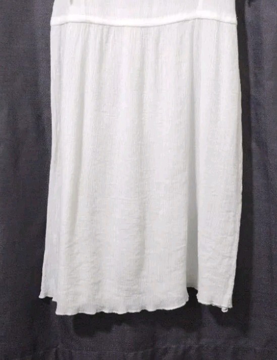 NEW Stevie Hender sz MEDIUM Romantic Lace Smock Dress Ivory Crinkle Short Sleeve