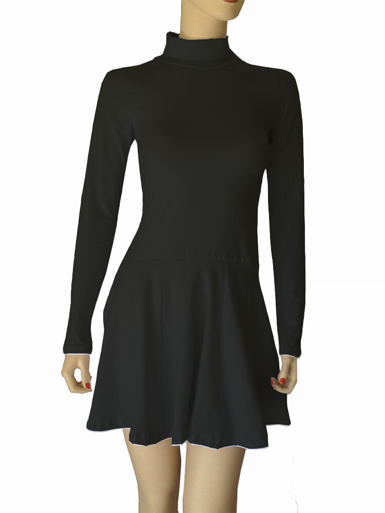 Junior Cotton Spandex Long Sleeve Turtleneck Skater Dress USA